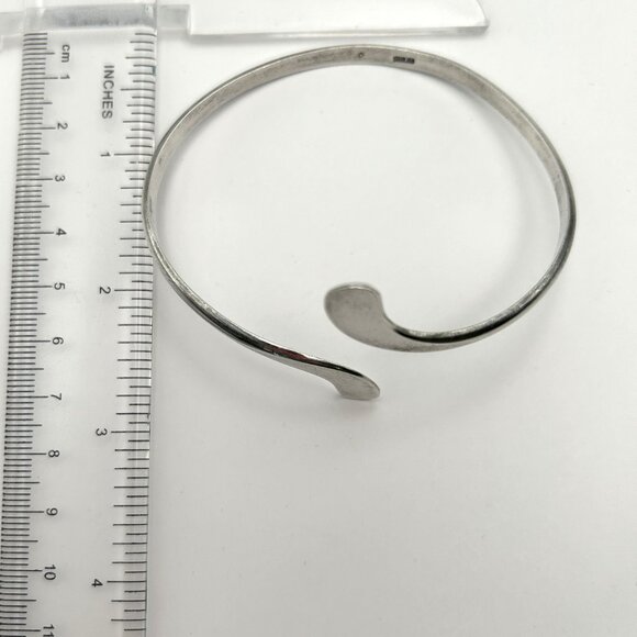 Vintage Sterling Silver Modernist Bypass Cuff Bracelet 7.75in 15g Minimalist - Picture 4 of 10